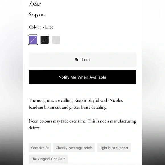 NWT hunza g nicole crinkle bikini set in lilac - Picture 6 of 7